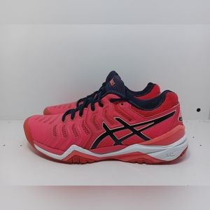 Asics Womens Gel Resolution 7 E751Y Coral Blue Running Shoes Lace Up Size 7.5